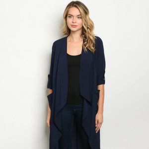 New Junior's Cute Boutique Navy open long cardigan